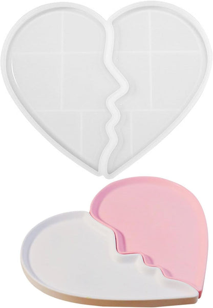 Heart Jewelry Tray Silicone Mold, Epoxy Resin Casting Mold for Jewelry Storage.