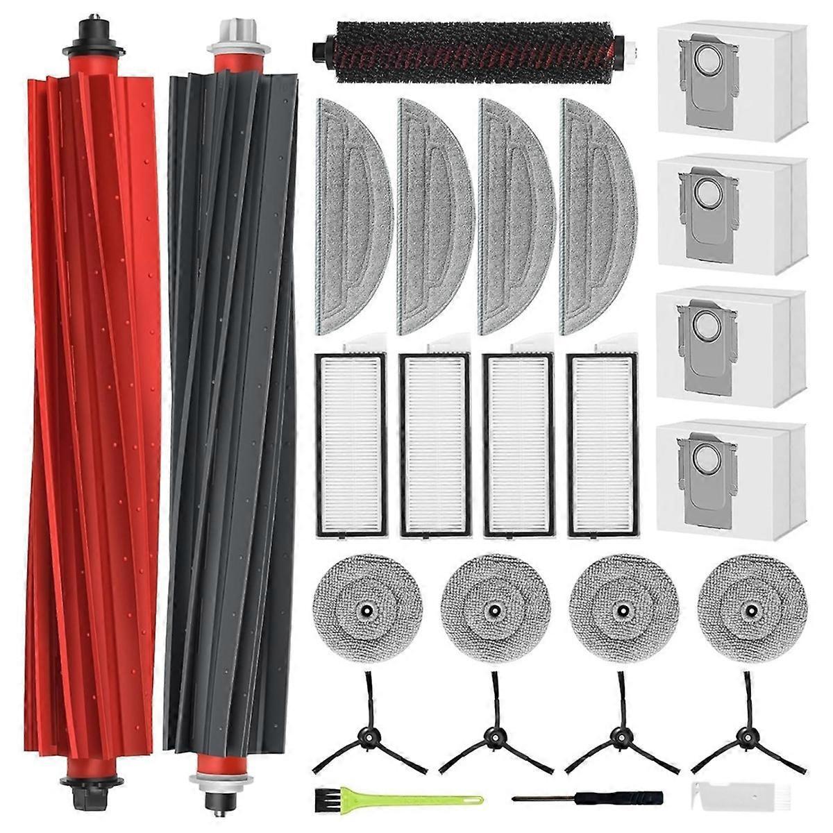 Replacement Parts for Roborock S8 Maxv Ultra, Main Brush and Side Brush As Shown_MGF As Shown.