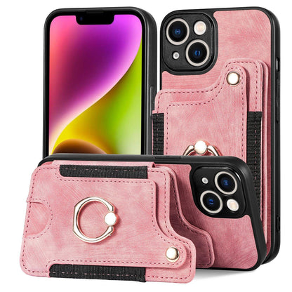 Mobile Phone Leather Case Compatible with iPhone RFID Anti-Theft Swipe Loop Buckle Rope Multifunctional Card Holder Brown [With Leather Strap] Brown [With Leather Lanyard]] iPhone 13 Pro.