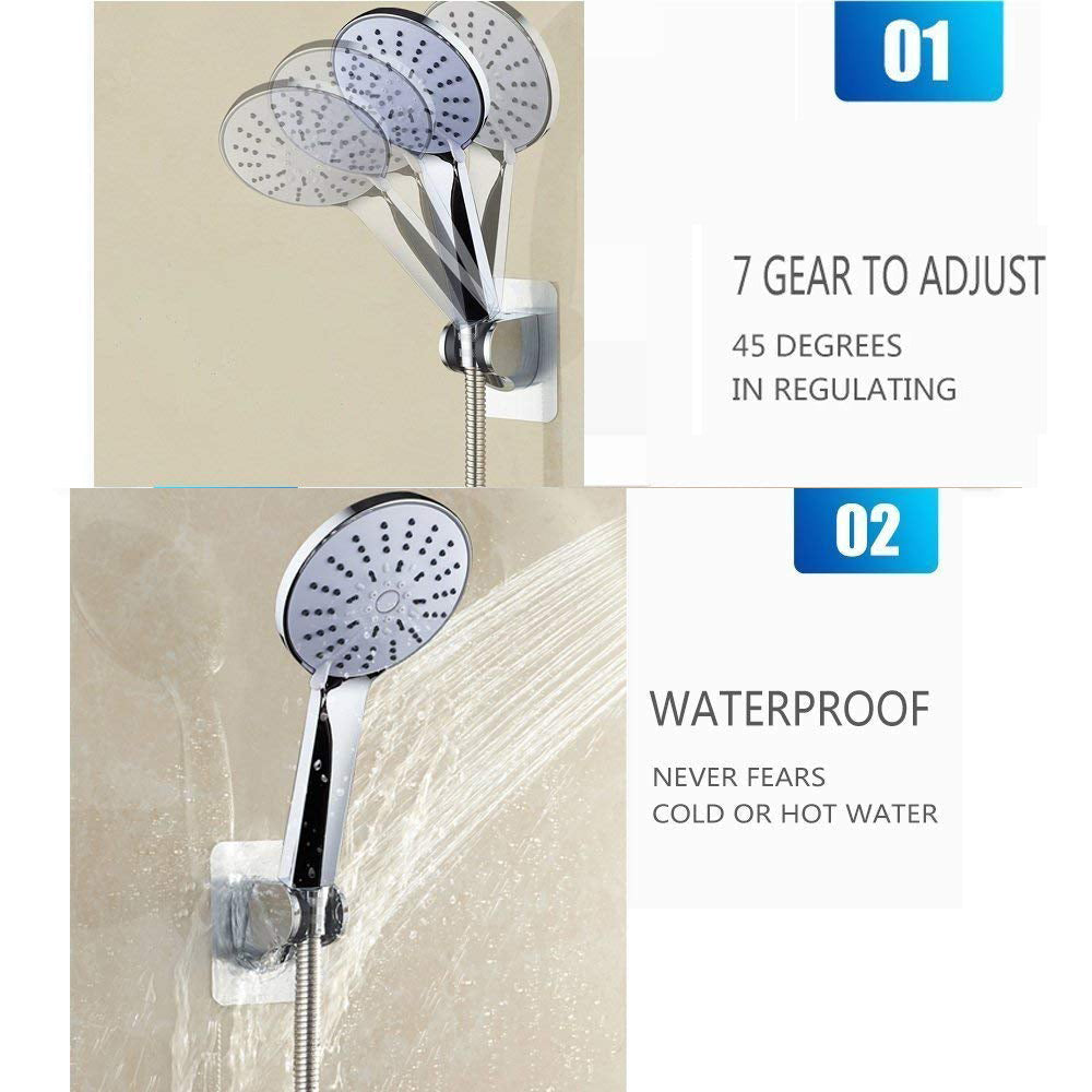 Adjustable Shower Head Holder, Self-Adhesive Handheld Shower Holder with 3M Sticker, Reusable, Durable, Waterproof, Wall Mount for Bathroom