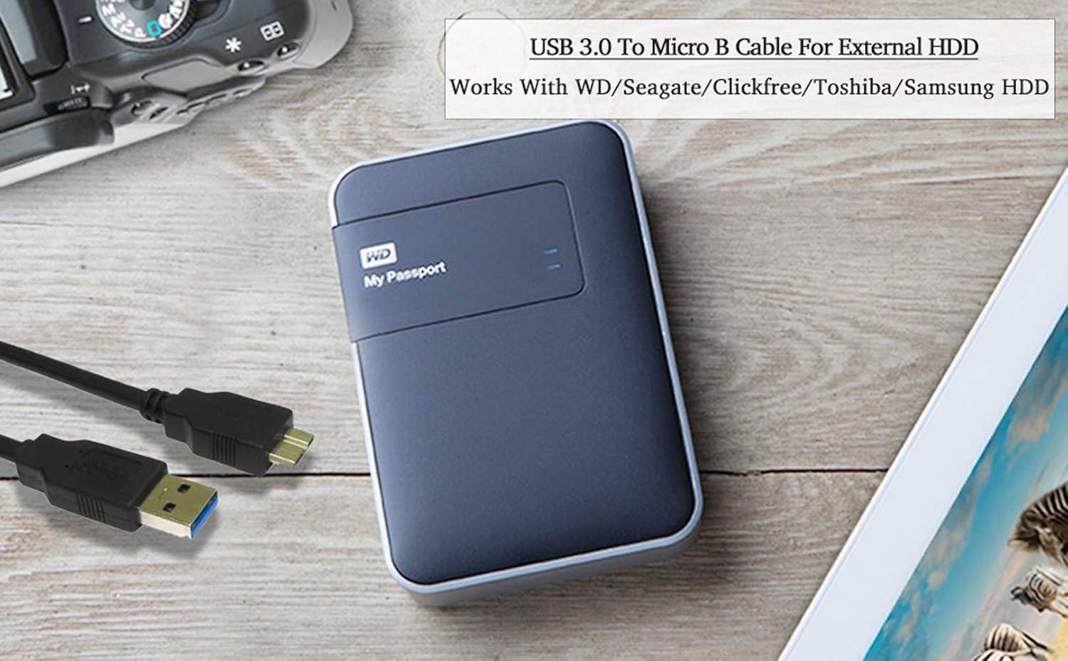 USB 3.0 Cable WD Seagate Toshiba Samsung PortablCompatible with e Hard Drives, A to Micro-B Cable 1m.