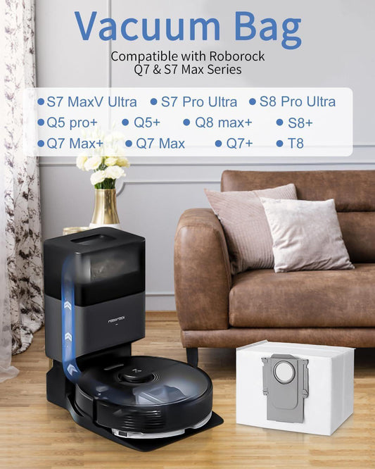 Suitable for Roborock S8 S8 Pro Ultra S7 MaxV Ultra S7 Pro Ultra Q7 Robot Vacuum Cleaner Bags 10 pcs compatible.