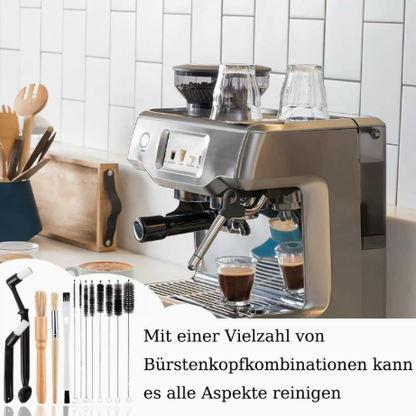 Professional Coffee Machine Cleaning Brush Set | 6-Piece Multi-functional Tool Kit | Includes Dosing Needle / Bent Cleaning Brush / Flat Cleaning Brush / Wooden Handle Cleaning Brush / Metal Handle Cleaning Brush / Bent Brush with Spoon | Suitable for dee.