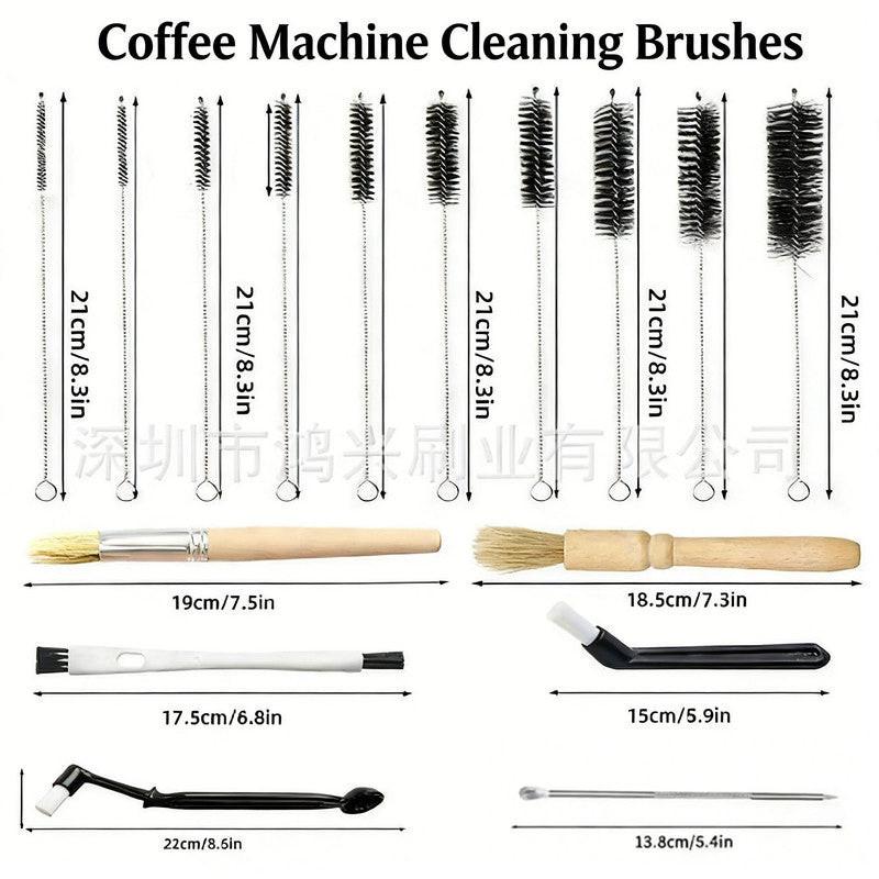 Professional Coffee Machine Cleaning Brush Set | 6-Piece Multi-functional Tool Kit | Includes Dosing Needle / Bent Cleaning Brush / Flat Cleaning Brush / Wooden Handle Cleaning Brush / Metal Handle Cleaning Brush / Bent Brush with Spoon | Suitable for dee.