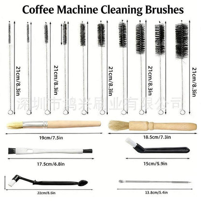 Professional Coffee Machine Cleaning Brush Set | 6-Piece Multi-functional Tool Kit | Includes Dosing Needle / Bent Cleaning Brush / Flat Cleaning Brush / Wooden Handle Cleaning Brush / Metal Handle Cleaning Brush / Bent Brush with Spoon | Suitable for dee.
