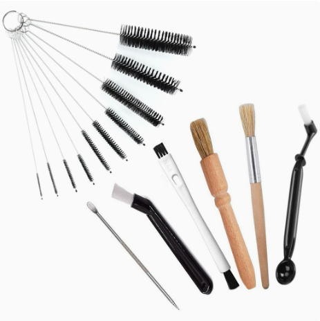 Professional Coffee Machine Cleaning Brush Set | 10-Piece Multifunctional Tool Kit | Includes Long-Handled Spring Brush, Wooden Handle Brush, Cleaning Needle, and Bent Nozzle Brush | Suitable for Deep Cleaning of Coffee Machines, Grinders, and Brewing Hea.