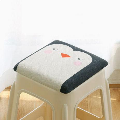 Square bar stool cushion with fastening straps, breathable and non-slip square chair pad, 28*28*3.5 cm memory foam children's stool cushion (Goose design).