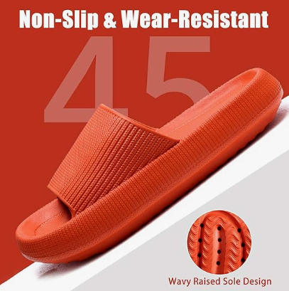 Cloud Slippers for Women and Men, Pillow House Slippers Shower Shoes Indoor Slides Bathroom Sandals, Ultimate Comfort, Lightweight, Thick Sole, Non-Slip, Easy to Clean orange（44-45）
