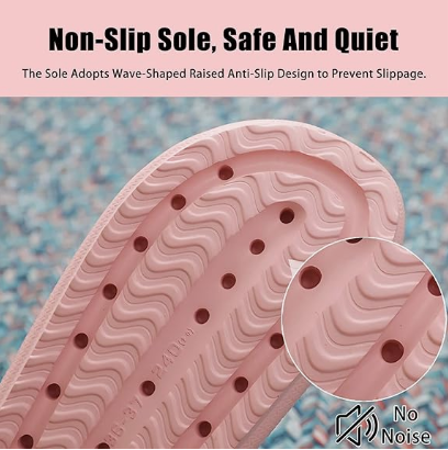 Cloud Slippers for Women and Men, Pillow House Slippers Shower Shoes Indoor Slides Bathroom Sandals, Ultimate Comfort, Lightweight, Thick Sole, Non-Slip, Easy to Clean pink（44-45）