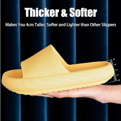 Cloud Slippers for Women and Men, Pillow House Slippers Shower Shoes Indoor Slides Bathroom Sandals, Ultimate Comfort, Lightweight, Thick Sole, Non-Slip, Easy to Clean yellow （36-37）