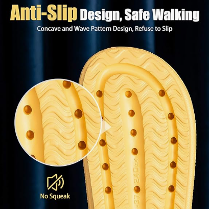Cloud Slippers for Women and Men, Pillow House Slippers Shower Shoes Indoor Slides Bathroom Sandals, Ultimate Comfort, Lightweight, Thick Sole, Non-Slip, Easy to Clean yellow（42-43）