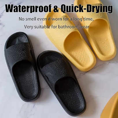 Cloud Slippers for Women and Men, Pillow House Slippers Shower Shoes Indoor Slides Bathroom Sandals, Ultimate Comfort, Lightweight, Thick Sole, Non-Slip, Easy to Clean black（42-43）