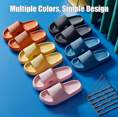 Cloud Slippers for Women and Men, Pillow House Slippers Shower Shoes Indoor Slides Bathroom Sandals, Ultimate Comfort, Lightweight, Thick Sole, Non-Slip, Easy to Clean black（42-43）