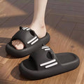 Women’s Slides Cute Bathroom Slippers Non-Slip Cartoon Cat Shaped Indoor Outdoor Summer Slippers（black，40-41）