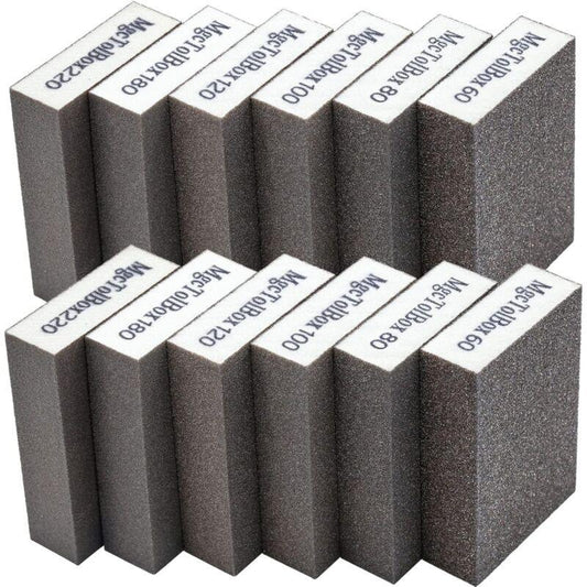 12 pcs Sanding Sponges, Sanding Blocks Kit Polishing Grit 60/80/100/120/180/220 Washable Reusable.