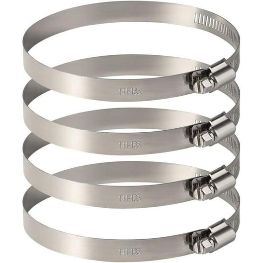 4 pcs Stainless Steel Hose Clamps - Adjustable For Fixing Flexible Hoses (141Mm-165Mm).