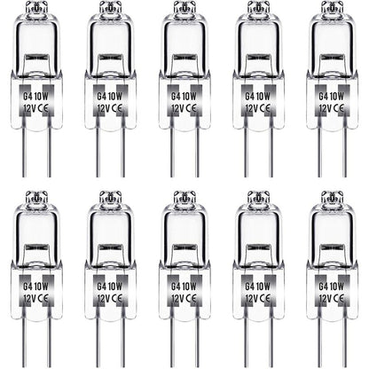 G4 Halogen Bulb, G4 12V 10W Bulb, Warm White 3000K, 150Lm, Dimmable, G4 Halogen Lamp, Clear Capsule Lamp, Pack Of 10