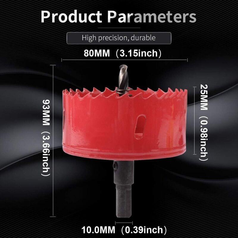 M42 Hss Bi-Metal Hole Saw 80Mm, Hole Saw For Iron, Aluminum, Wood, Drywall, Pipe, Plastic, Fiberboard.