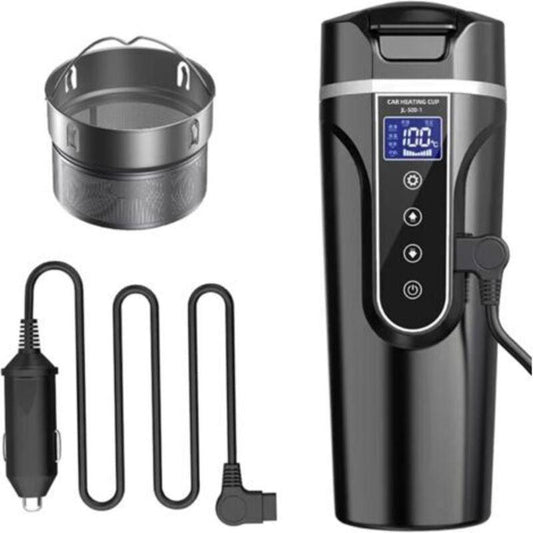 Car Kettle, 12V/24V Car Electric Kettle Heated Water Cup For Car/Truck/Travel, Portable Car Electric Kettle With Lcd.