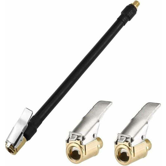 Tire Inflator Hose 20Cm Black Flexible Air Inflator Tire Air Hose With 2 Inflator Pump Hose Adapter For Inflating Car.