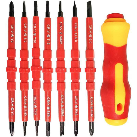 7 pcs Insulated Electrical Screwdriver Set Multifunctional 14 In 1 Interchangeable Alloy Electrician Repair Tool Kit.