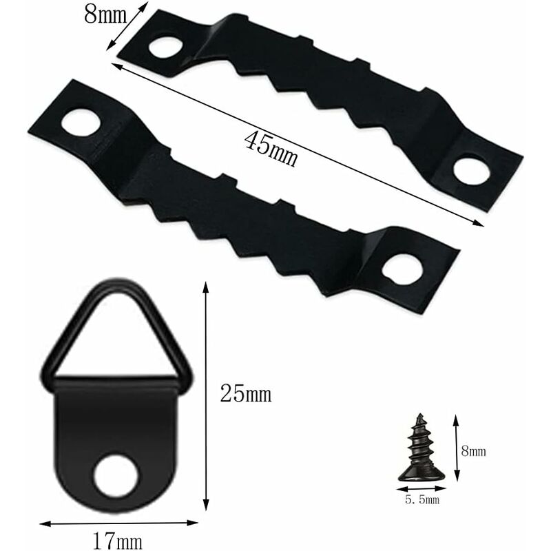 251 Pieces Picture Frame Hangers Picture Hanging Kit Photo Frame Hangers With Storage Box And 150 Screws Black