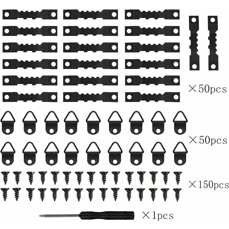 251 Pieces Picture Frame Hangers Picture Hanging Kit Photo Frame Hangers With Storage Box And 150 Screws Black