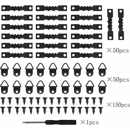 251 Pieces Picture Frame Hangers Picture Hanging Kit Photo Frame Hangers With Storage Box And 150 Screws Black