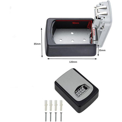 Outdoor Security Key Box, Wall Mounted Key Box With 4 Digit Code, 5 Keys Security Storage Key Holder Box, For Home.