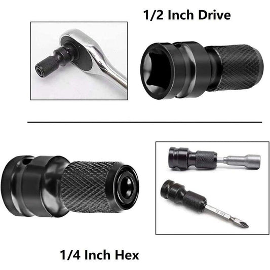 Impact Socket Driver Bit, 1/2" Square To 1/4" Hex Socket Adapters, For Impact Ratchet Wrench And Screwdriver Bit Holder.