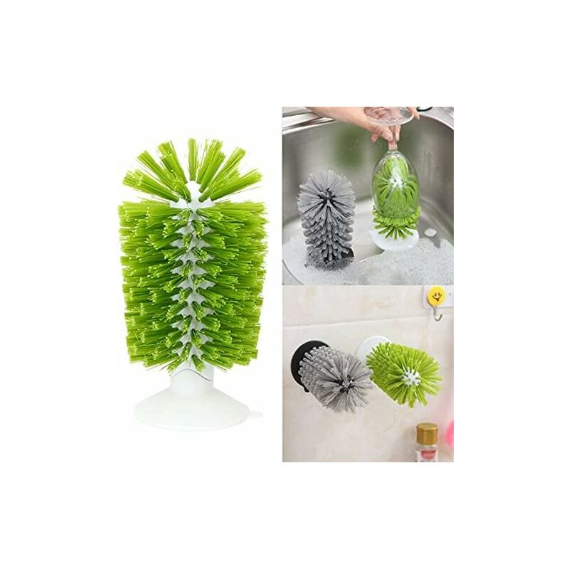 Glass Bottle Brush, Cleaning Brush With Suction Cup, Bar Glass Bottle Cleaner, Kitchen Sink Cleaning Brush