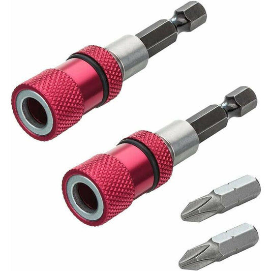 2 pcs Magnetic Bit Holder With Depth Stop 1/4 Inch Screwdriver Chuck Magnetic Drywall Socket Screwdriver Bits For Quick.
