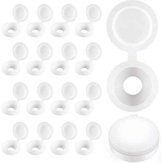 Plastic Hinged Screw Covers Fold Screw Covers Washer Flip Tops White.