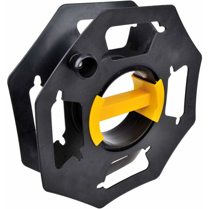 Caravan Cable Reel, Manual, Empty, For Camping And Household, Up To 25 M Of Cable, Plastic, Black And Yellow.
