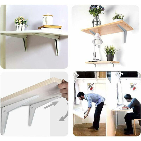 2 pcs Folding Wall Bracket, Shelf Brackets Metal Folding Shelf Brackets Garage Support Folding Bracket Diy Shelving,.