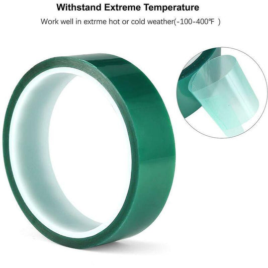 2 ROlls Green High Temperature Polyester Masking Tape Pet Powder Coated Ideal For Painting, Anodizing Applications.
