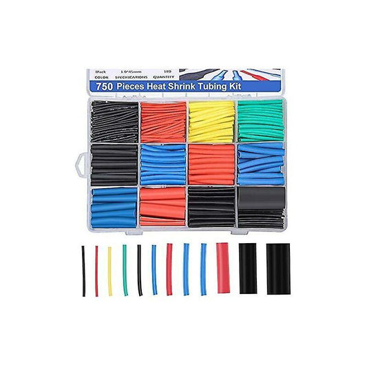 Heat Shrink Tubing, Electrical Insulation Heat Shrinkable Wrap Cable Tube, 2:1 Shrink Ratio, 5 Colors, 12 Sizes 750.