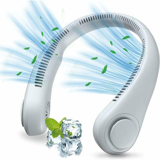 Portable Neck Fan, Usb Neck Fan With 1200Mah Battery, Bladeless Hands-Free Fan, 3 Speeds, 360Â° Adjustable Quiet Fan For.