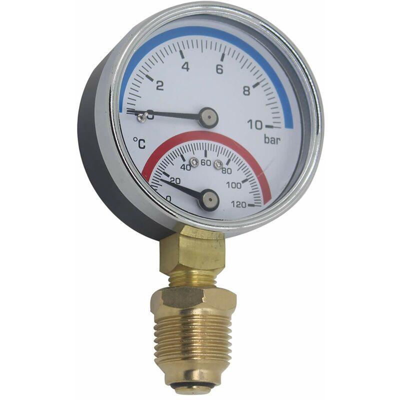 Thermomanometer 80Mm Pressure Gauge Temperature Thermometer Boiler Heating Radial Thread (80Mm 0-16Bar 1/4").