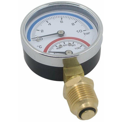 Thermomanometer 80Mm Pressure Gauge Temperature Thermometer Boiler Heating Radial Thread (80Mm 0-16Bar 1/4").