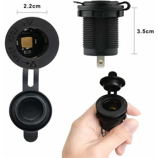 2 Pack Cigarette Lighter Socket, Waterproof Marine Grade For Boat, Motorcycle, Car, With 1M Connection Cable 12V/24V Dc.