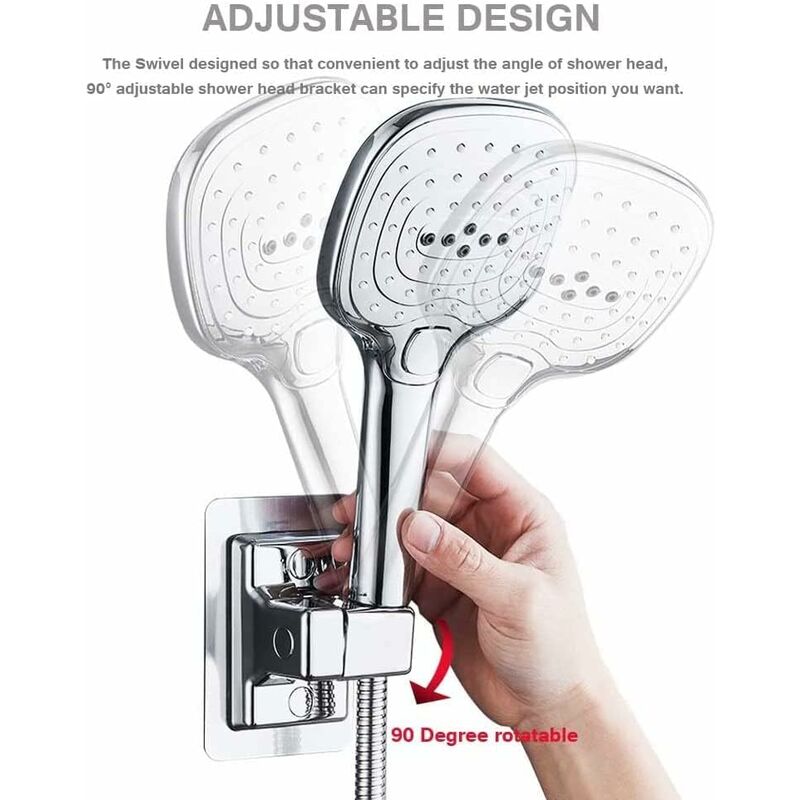 Shower Head Holder, 360° Adjustable Angle Shower Bracket, Solid Abs Shower Holder, No Drilling, Universal Wall Mount,