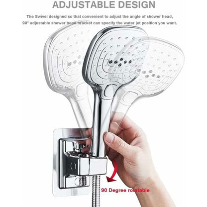 Shower Head Holder, 360° Adjustable Angle Shower Bracket, Solid Abs Shower Holder, No Drilling, Universal Wall Mount,