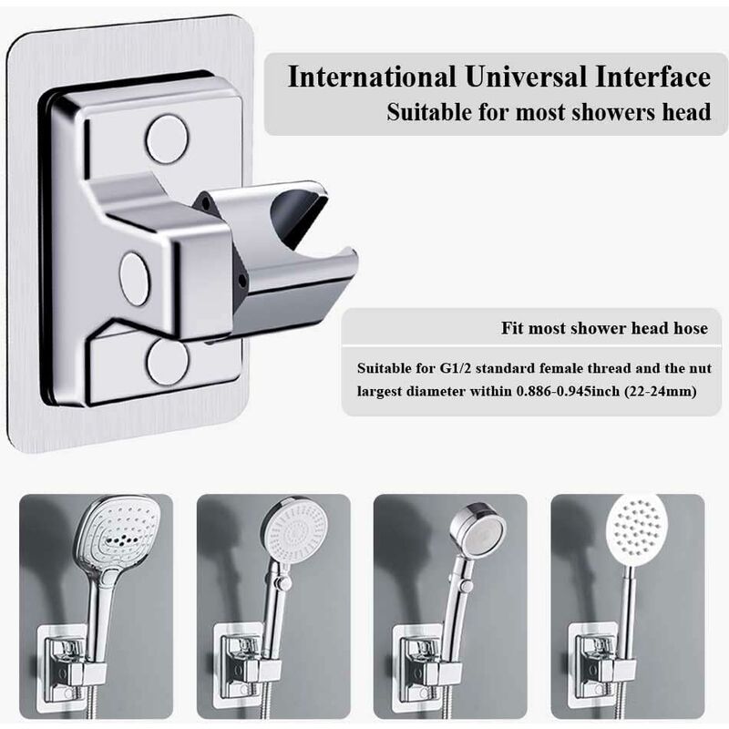 Shower Head Holder, 360° Adjustable Angle Shower Bracket, Solid Abs Shower Holder, No Drilling, Universal Wall Mount,
