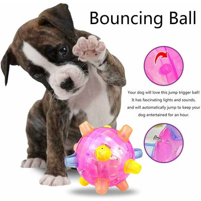 LED Dog Jumping Ball, Jump Activated, Rubber Light Up Ball, Non-Toxic Flashing Jumping Balls, Non-Toxic Pet Flash DAnce