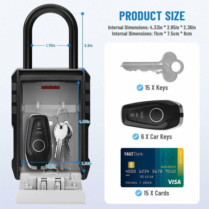 Waterproof Outdoor Security Key Box Key Box With Hook Large Key Box For Keys, Cards Home Schools Offices Garages,Grey.