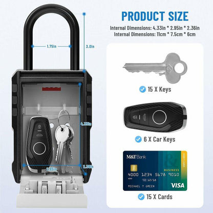 Waterproof Outdoor Security Key Box Key Box With Hook Large Key Box For Keys, Cards Home Schools Offices Garages,Grey.
