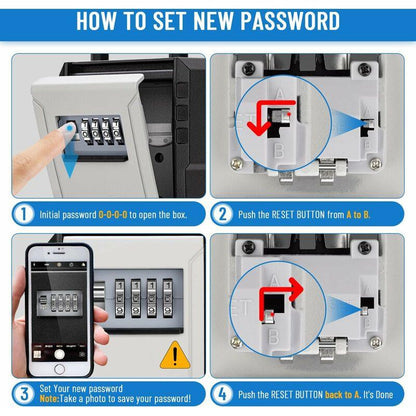 Waterproof Outdoor Security Key Box Key Box With Hook Large Key Box For Keys, Cards Home Schools Offices Garages,Grey.