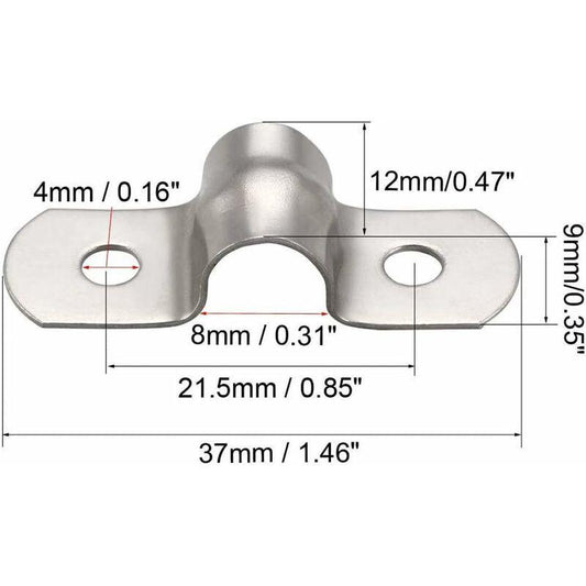 50 pcs 8Mm U-Tube 304 Stainless Steel Pipe Clamps Rigid Pipe Clamps U-Clamps For Pipe Fixing.