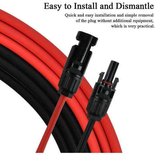 Solar Photovoltaic Extension Line Solar Panel Extension Cable With Mc4 Connector Red + Black Pair, 14Awg 3 Meters / 10.